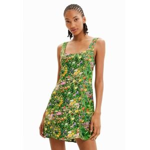 Desigual Sleeveless Shift Mini Dress in Green‎ Floral Print Size XL